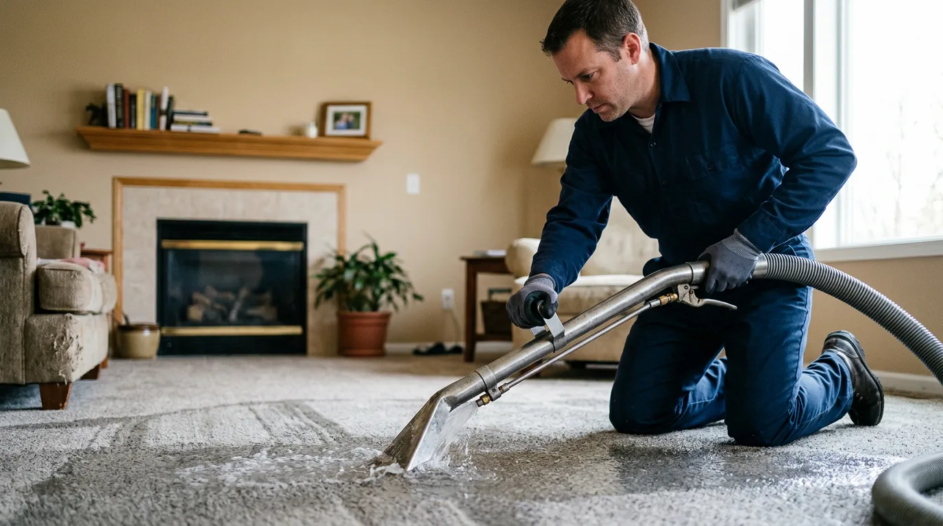 Water damage restoration technician working near Butler, NJ